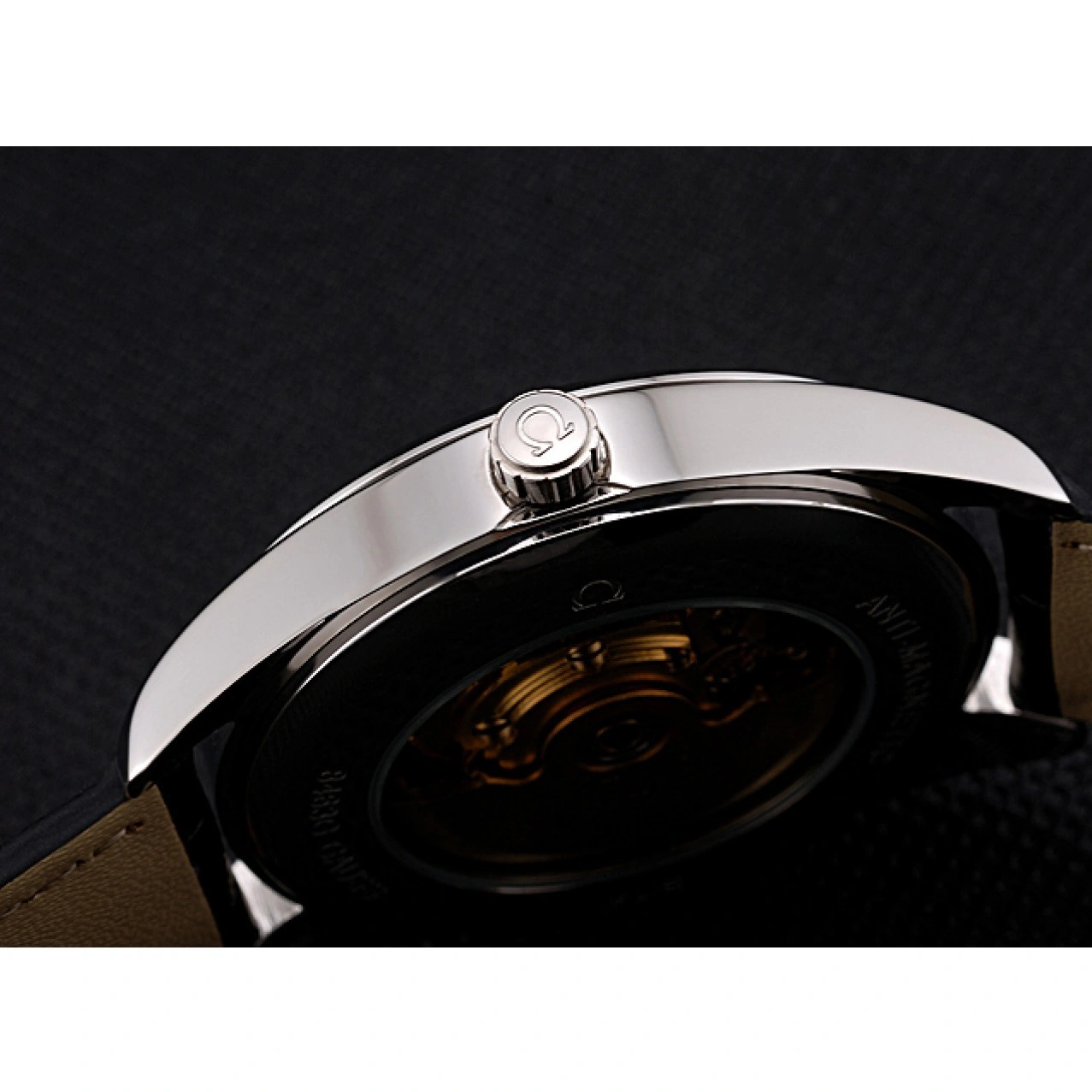 1027 Omega Tresor Master Co-Axial Black Dial Stainless Steel Case Black Leather Strap